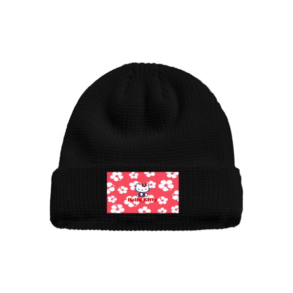 Hello kitty Knitted hat, short bucket hat with knitted cuffs, style for men and women, warm winter hat