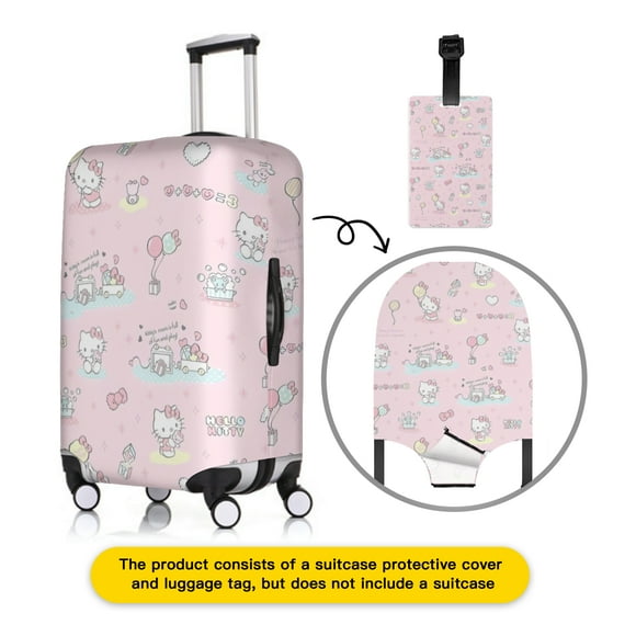Hello kitty Luggage cover and luggage tag combination, elastic, washable and scratch-resistant, travel adventure birthday gift, suitable for men and women