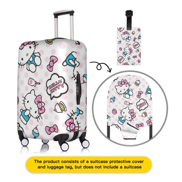 Hello kitty Luggage cover and luggage tag combination, elastic, washable and scratch-resistant, travel adventure birthday gift, suitable for men and women