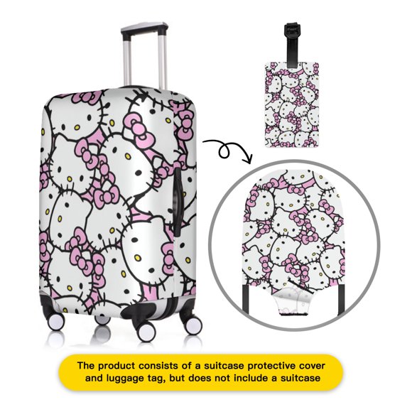 Hello kitty Luggage cover and luggage tag combination, elastic, washable and scratch-resistant, travel adventure birthday gift, suitable for men and women