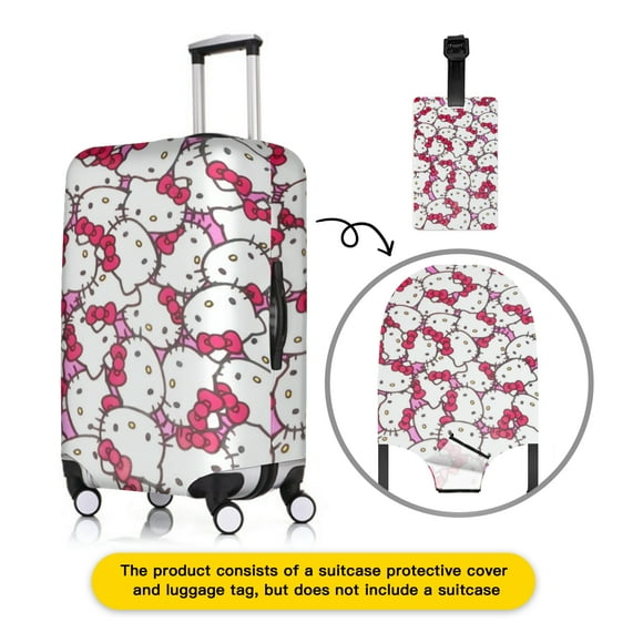 Hello kitty Luggage cover and luggage tag combination, elastic, washable and scratch-resistant, travel adventure birthday gift, suitable for men and women