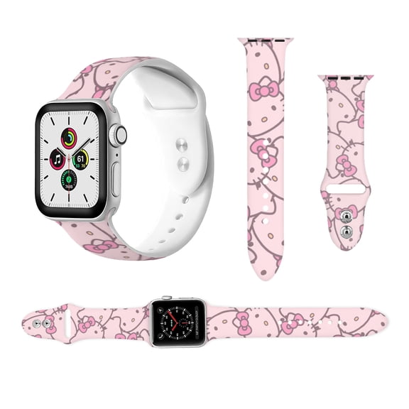 Hello kitty Silicone strap compatible with Apple Watch strap for men and women, soft wristband waterproof replacement sport strap for iWatch strap series 38mm/40mm