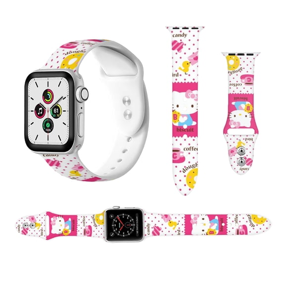 Hello kitty Silicone strap compatible with Apple Watch strap for men and women, soft wristband waterproof replacement sport strap for iWatch strap series 38mm/40mm