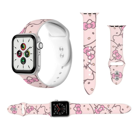 Hello kitty Silicone strap compatible with Apple Watch strap for men and women, soft wristband waterproof replacement sport strap for iWatch strap series 42mm/44mm
