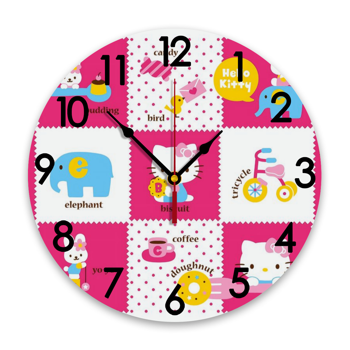 Hello kitty Wall Clock Silent Non-Ticking 12