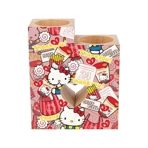 Hello kitty Wooden Candlestick Farmhouse Decoration - Pillar Candlestick for Table Centerpiece Small Tray Stand Suitable for Coffee Table Home Living Room