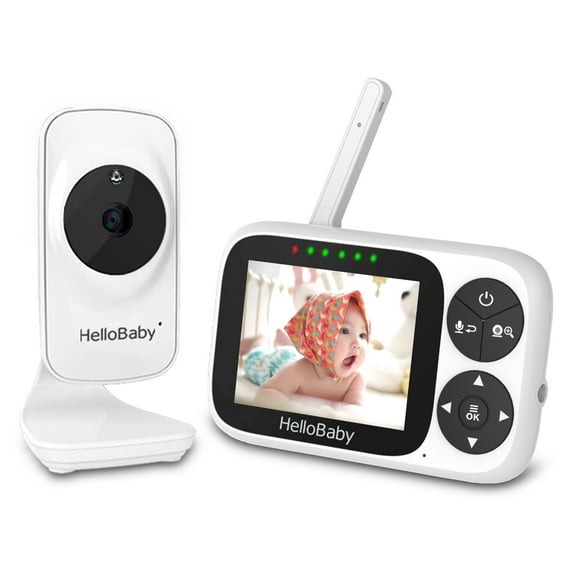 HelloBaby Baby Monitor-HB2033 with Camera and Audio, 1000ft Long Range Video Baby Monitor - No WiFi, IR Night Vision, Lullaby, VOX Mode 3.2" LCD, Security Camera