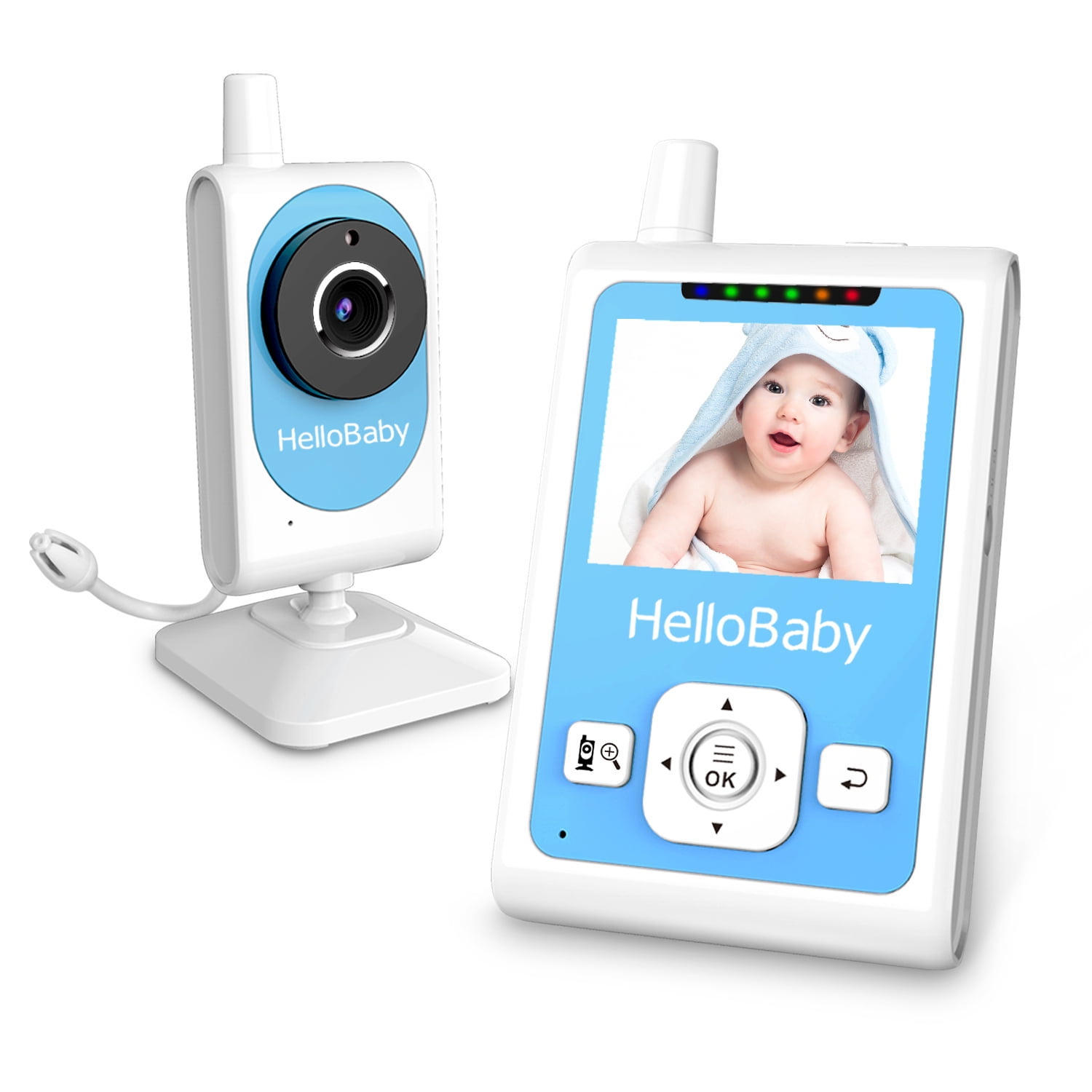 HelloBaby Babyphone Camera, 2.4'' Baby Phone Vidéo LCD Couleur Bébé  Surveillance 2,4 GHz Capteur de Température Communication Bidirectionnelle  Vision