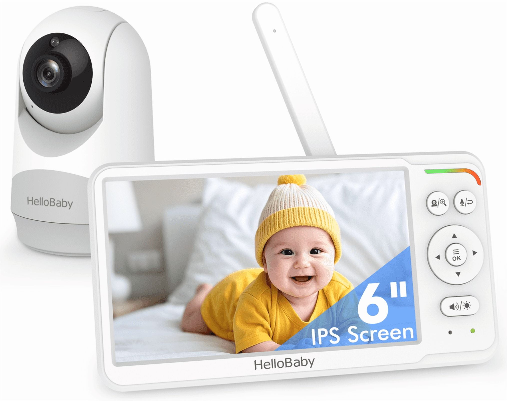 HelloBaby HB6260 6.0-inch Video Baby Monitor with Remote Pan and Tilt and IPS Color Display