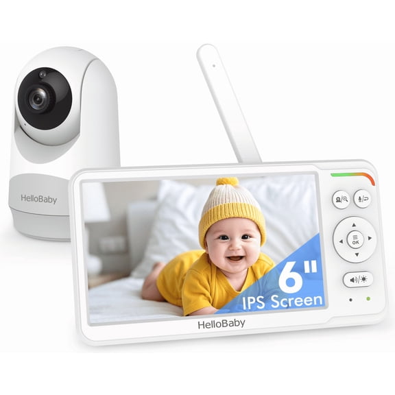 HelloBaby HB6260 6.0-inch Video Baby Monitor with Remote Pan and Tilt Function and IPS Color Display