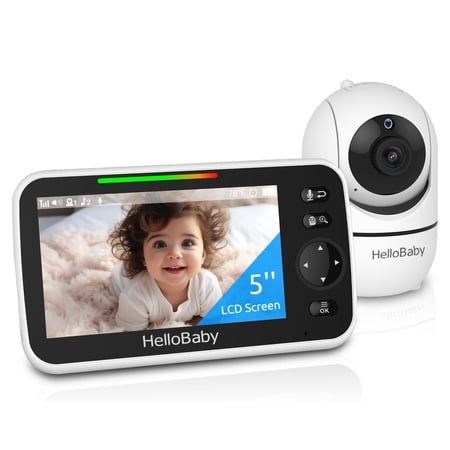 HelloBaby HB6550-1 5" Video Baby Monitor with Remote Pan-Tilt-Zoom, Black