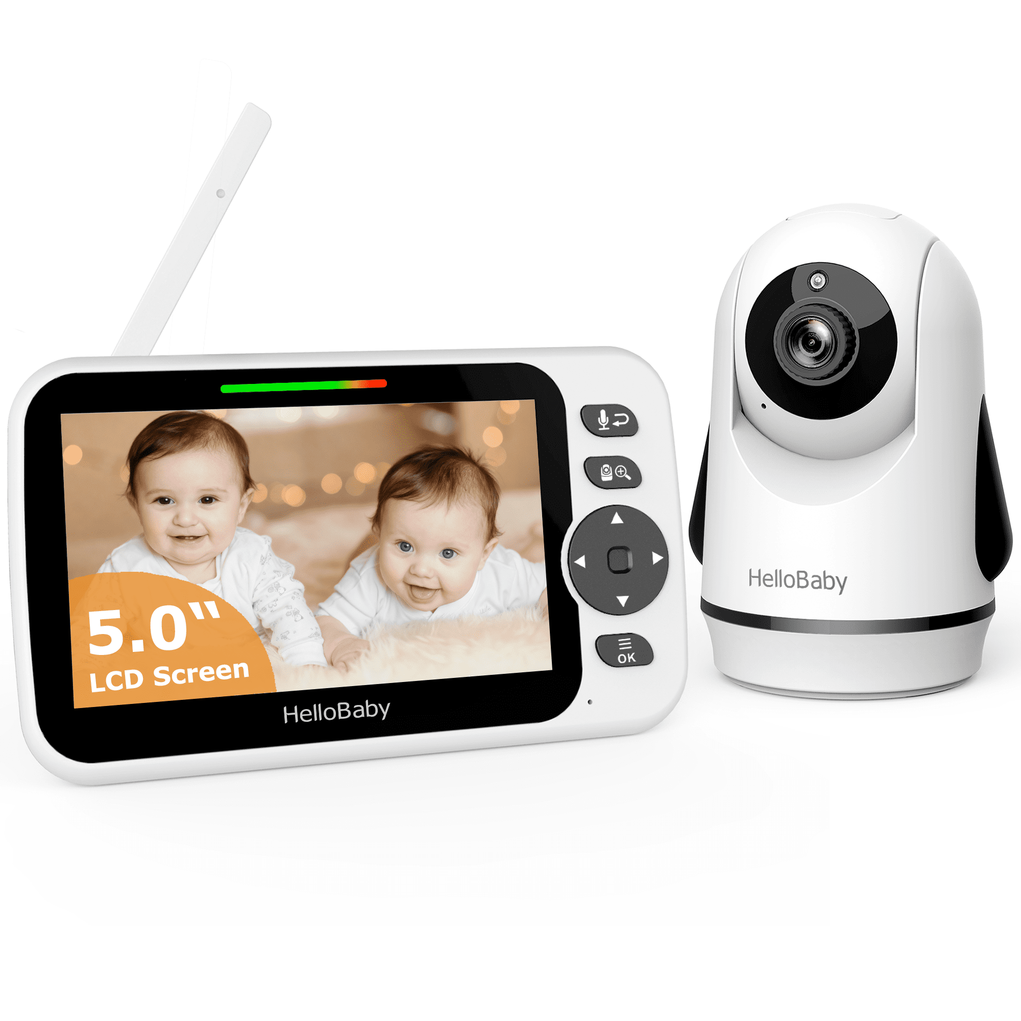 HelloBaby HB6352 Video Baby Monitor 5 LCD, No Wifi, Pan-Tilt-Zoom, 1000 ft Range