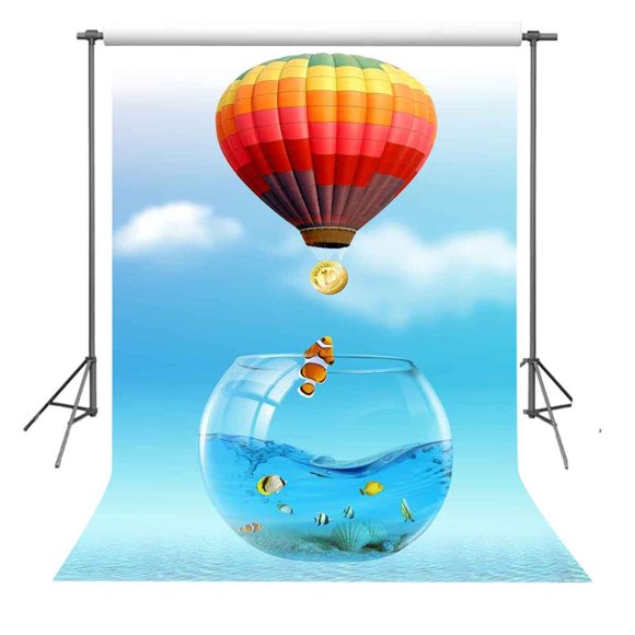 HelloDecor 5x7ft Children Photo Backdrop Hot Air Balloon Background Photography Studio Props