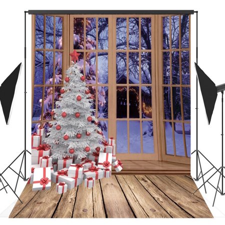 HelloDecor 5x7ft Christmas Tree Snowscape Photography Backdrop Photo Backdrops Background Studio Props