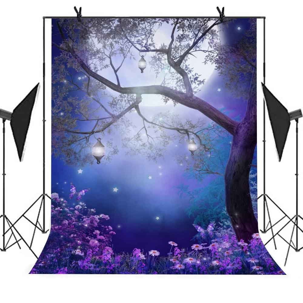 LYWYGG 8x8FT Spring Scenery Backdrop Forest Path Sunshine Flower Photography Background Natural Scenery Photo Shoot Props CP-337-0808