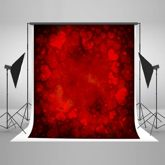 HelloDecor 5x7ft Love Theme Photography Backdrop Red Heart Background Valentine's Day Theme Backdrop