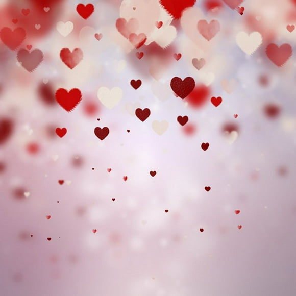 HelloDecor 5x7ft Red Hearts Valentine's Day Lovers Photography Backdrop Prop Photo Background