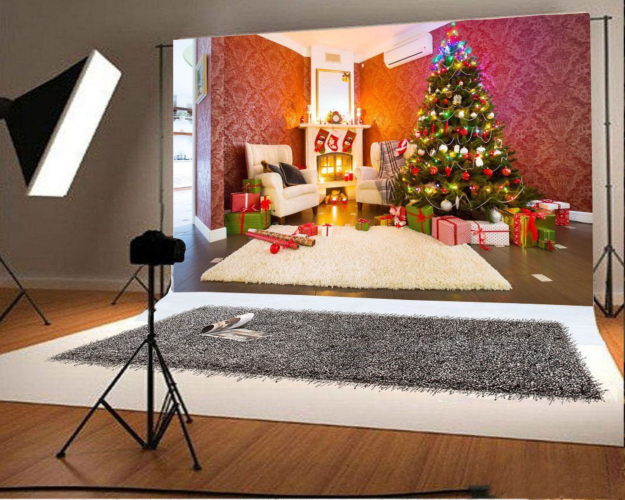 HelloDecor 7x5ft Christmas Decoration Tree Backdrop Gifts Fireplace ...