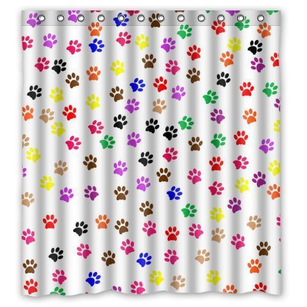 HelloDecor Animal Paw Dog Paw Shower Curtain Polyester Fabric Bathroom