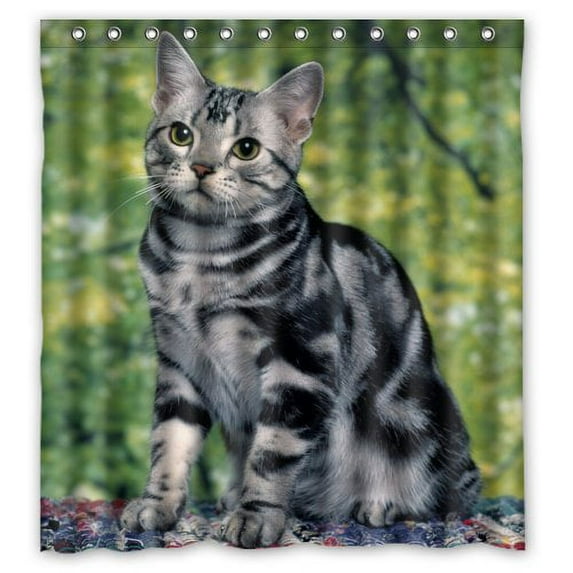HelloDecor Animals Kitten Cat Shower Curtain Polyester Fabric Bathroom Decorative Curtain Size 66x72 Inches