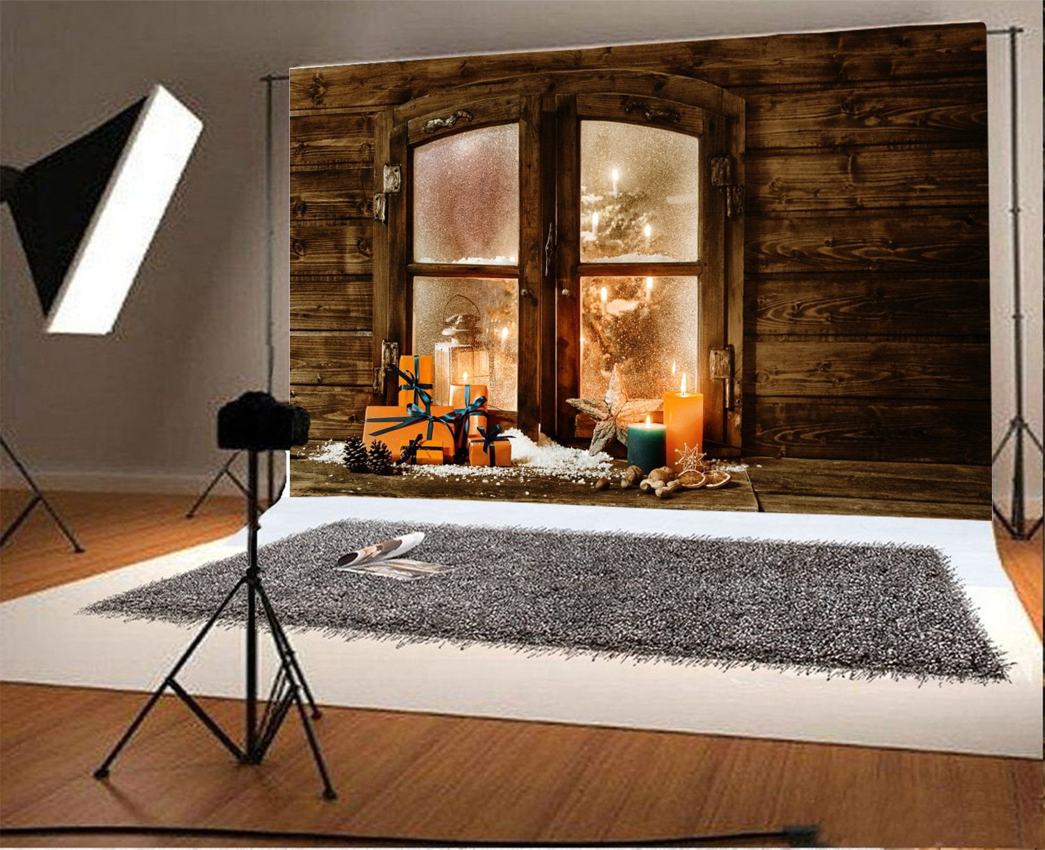 HelloDecor Christmas Backdrop 7x5ft Xmas Decoration Candles Gifts ...