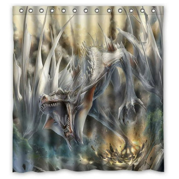 HelloDecor Dark Creature Demon Dragon Monster Shower Curtain Polyester Fabric Bathroom Decorative Curtain Size 66x72 Inches