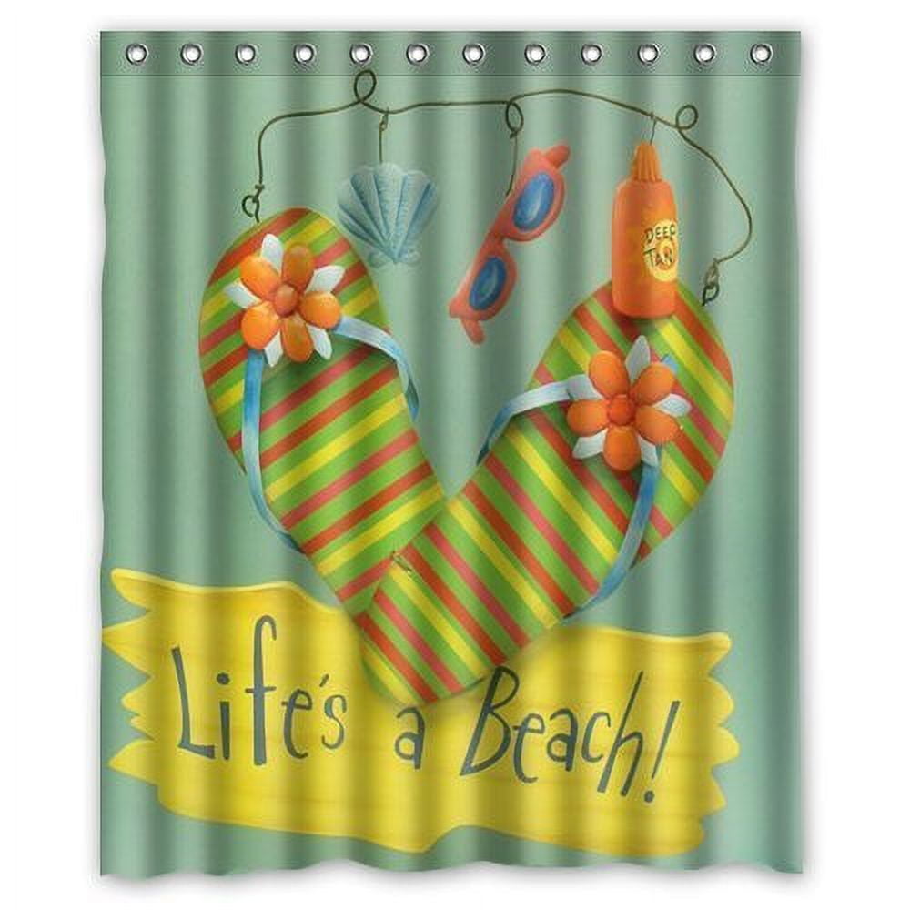 HelloDecor Flip Flops Shower Curtain Polyester Fabric Bathroom