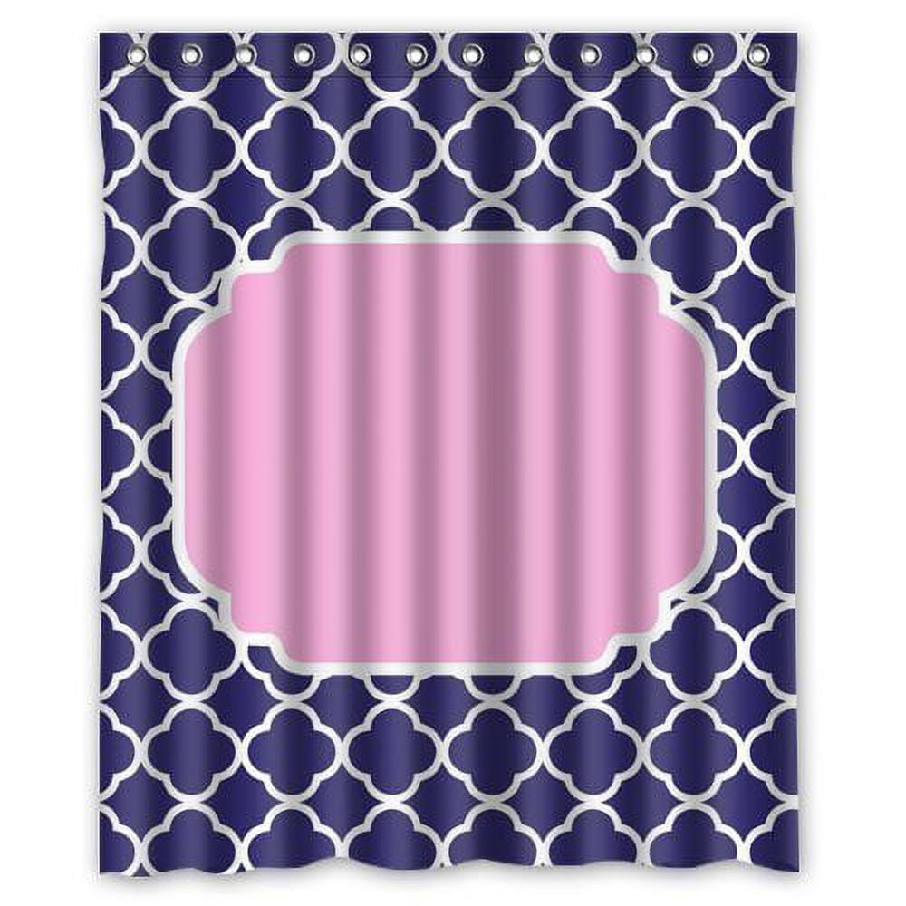 HelloDecor Grey and White Quatrefoil Shower Curtain Polyester Fabric