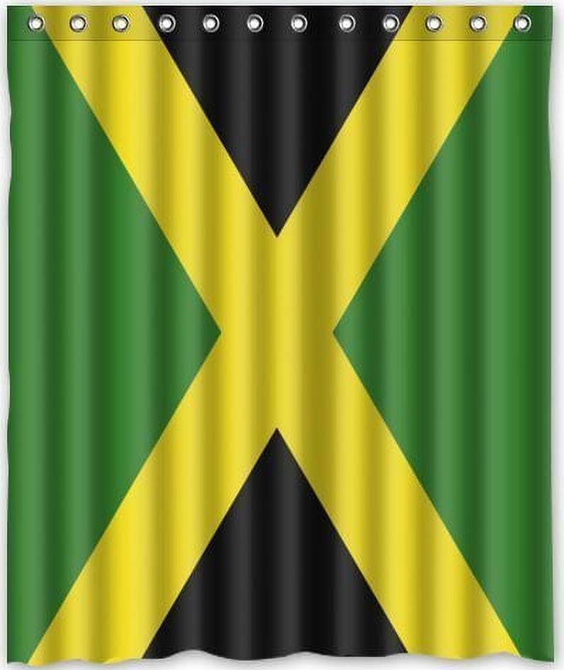 HelloDecor Jamaican Flag Shower Curtain Polyester Fabric Bathroom