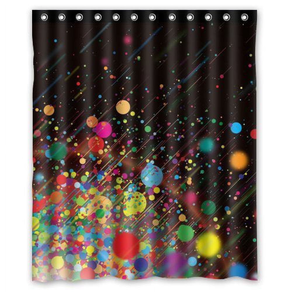 HelloDecor Multicolor Dots Paint Splatter Shower Curtain Polyester