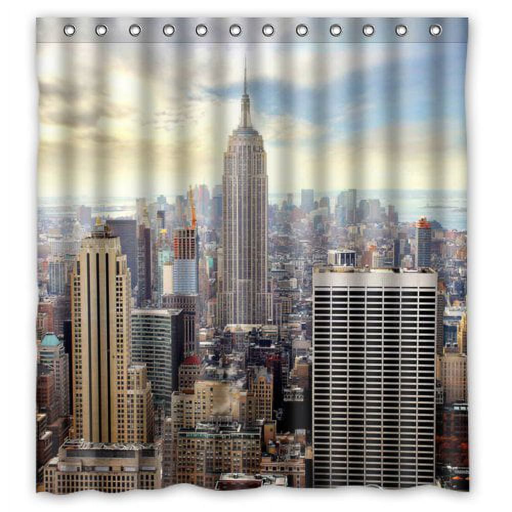 HelloDecor New York City Skyline Shower Curtain Polyester Fabric