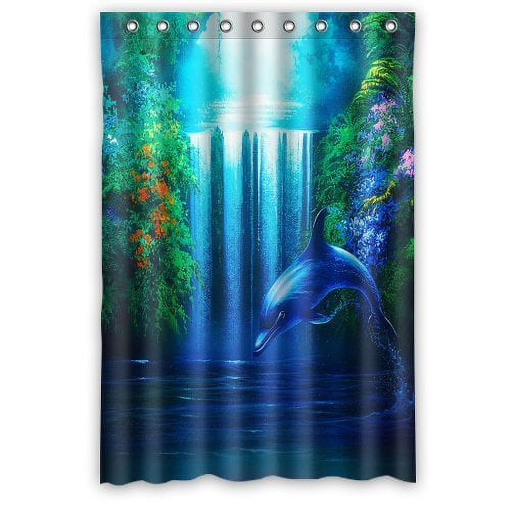 HelloDecor Ocean Animal Dolphins Shower Curtain Polyester Fabric