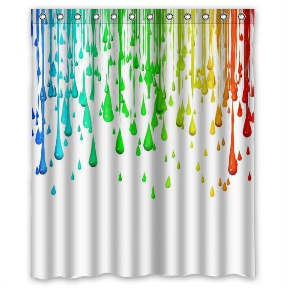 HelloDecor Paint Splatter Art Shower Curtain Polyester Fabric Bathroom