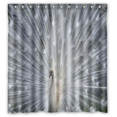 HelloDecor Peacock Shower Curtain Polyester Fabric Bathroom Decorative Curtain Size 66x72 Inches
