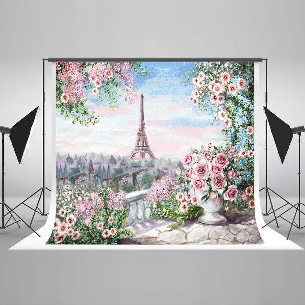 HelloDecor Photography Backdrop Floral 5x7ft Photo Backdrop Paris ...