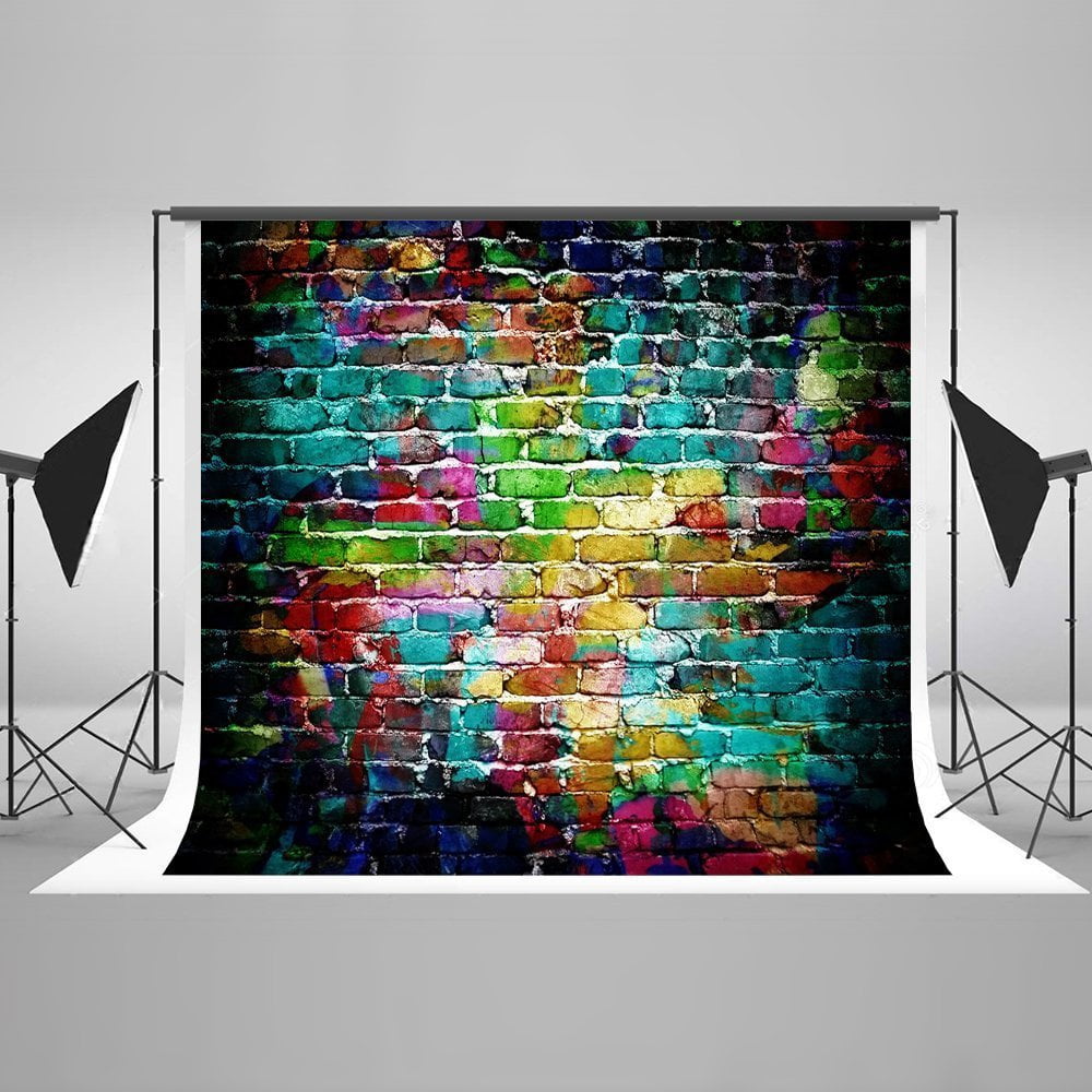 HelloDecor 5x7ft Colorful Brick Wall Photography Backdrop Newborn Baby ...