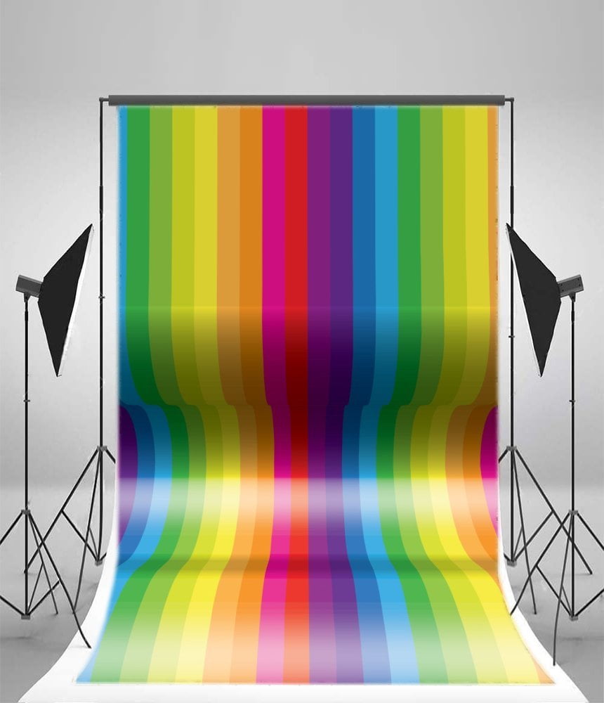 HelloDecor 5x7ft Photography Backdrop Curving Colored Strips Children ...