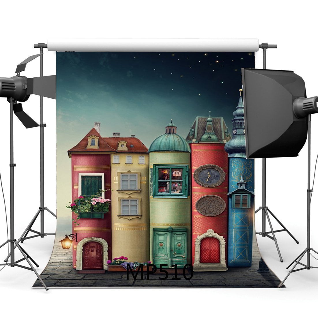 YongFoto 7x5ft Photography Backdrop Fairytale Dreamy Gothic Arch Door White Curtain Fresh Flowers Green Leaves Pillars Photo Background Backdrops