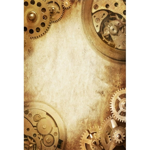 HelloDecor 5x7ft Steampunk Backdrop Old Metal Gear Vintage Cogwheels Photography Background Boy Girl Adult Man Woman Lovers Portrait Retro Machine Photoshoot Studio Props Video Drape