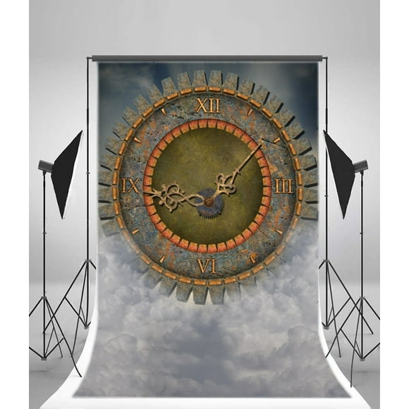 HelloDecor 5x7ft Steampunk Backdrop Vintage Old Clock Gears Dark Cloud Dreamland Photography Background Kids Children Adults Photo Studio Props