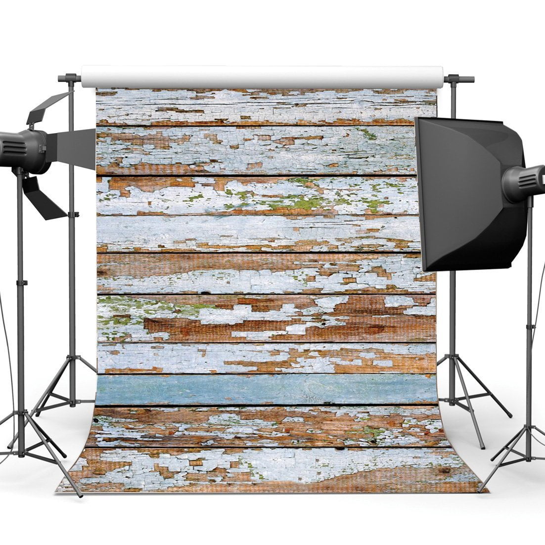 HelloDecor 5x7ft Wood Backdrop Whitewashed Wallpaper Rustic Peeled ...