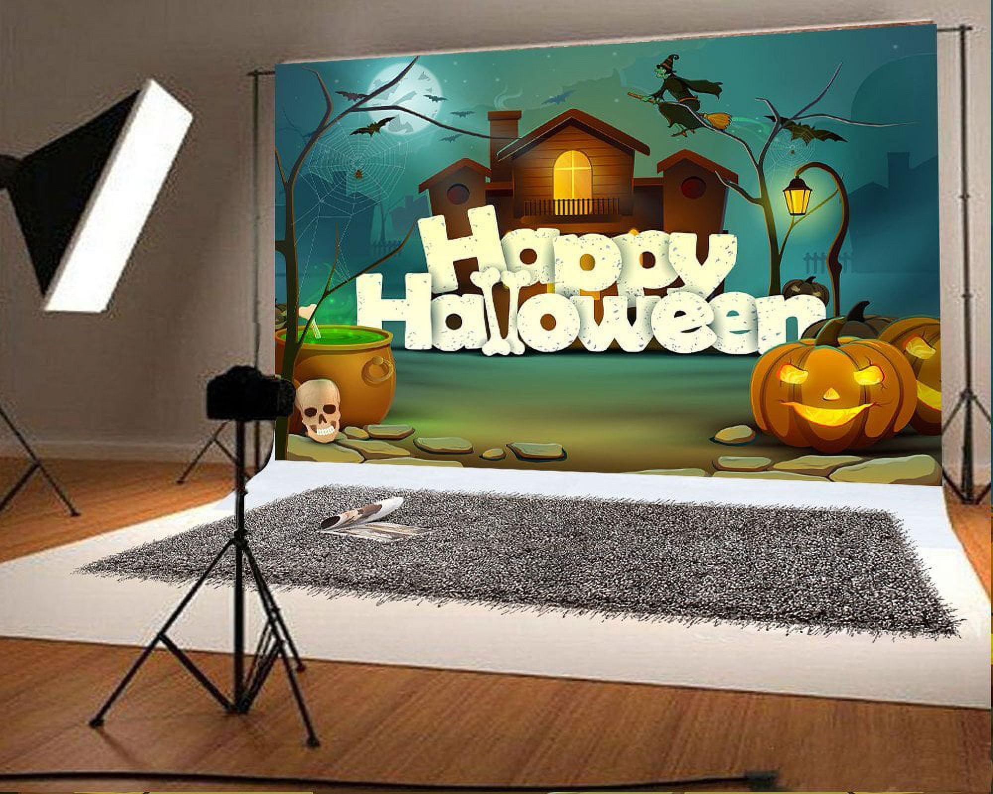 HelloDecor 7x5ft Cartoon Style Halloween Photo Backgrounds Pumpkin face ...