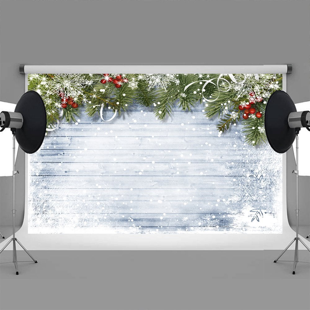 HelloDecor 7x5ft Christmas backdrops Pine white board background for ...