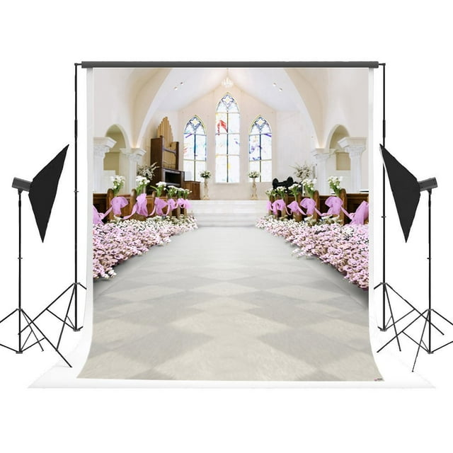 HelloDecor Wedding Backgrounds White Flowers Backdrop Indoor Backdrops for Wedding Photo Photography Studio 5x7ft