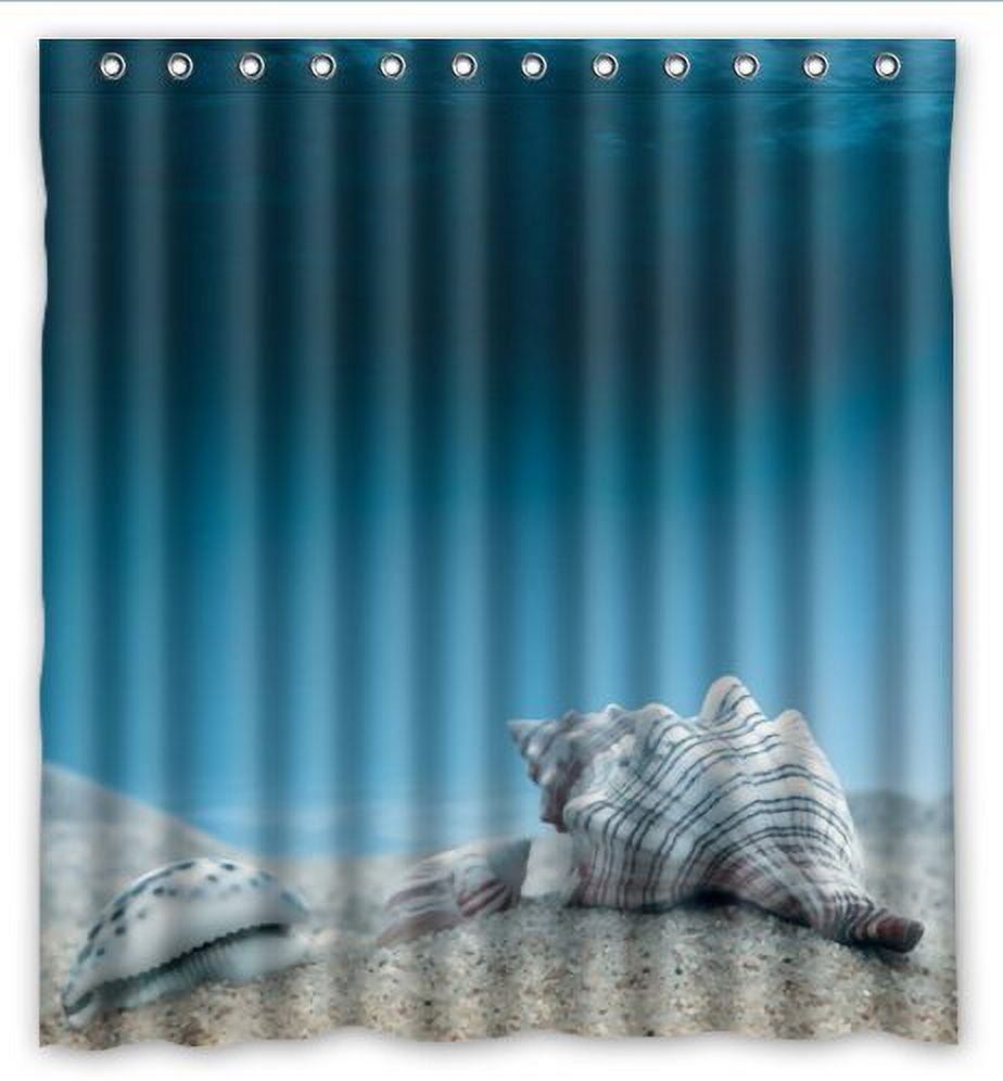 HelloDecor Seashells Under The Sea Shower Curtain Polyester Fabric