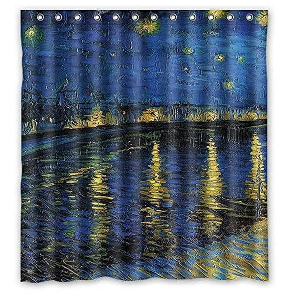 HelloDecor Starry Night Shower Curtain Polyester Fabric Bathroom Decorative Curtain Size 66x72 Inches