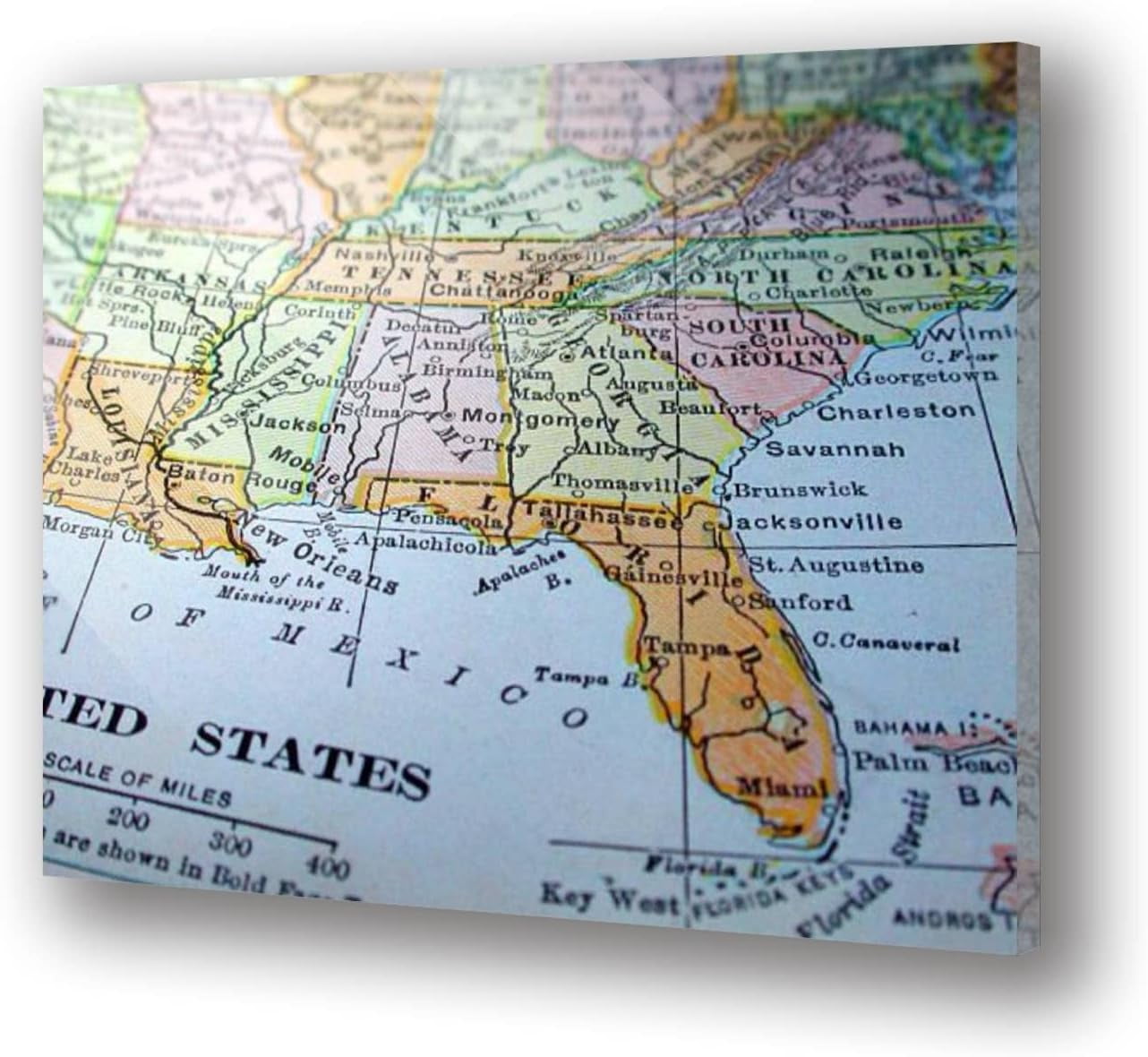 HelloGlass Tempered Glass Wall Art Map of the Southeast United States ...