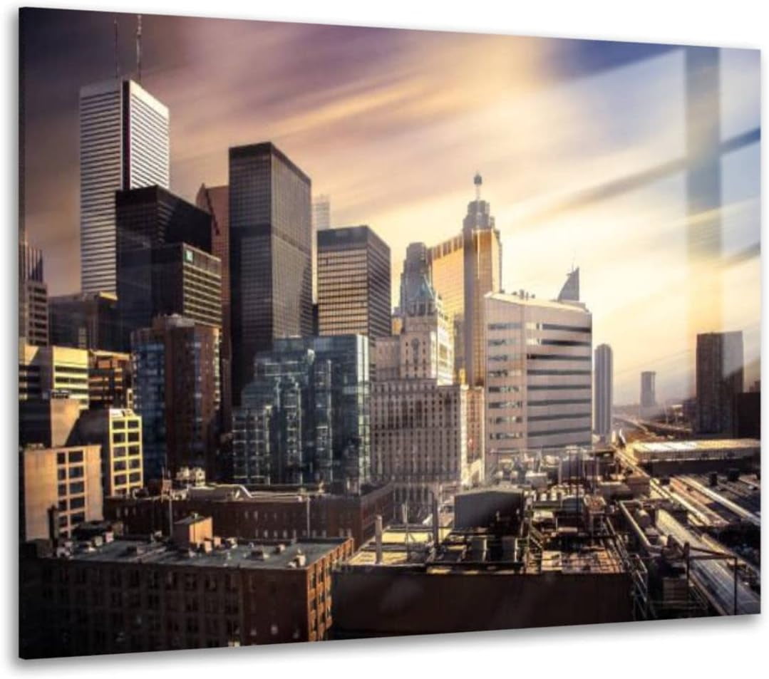HelloGlass Tempered Glass Wall Art Prints Toronto Skyline Modern Wall