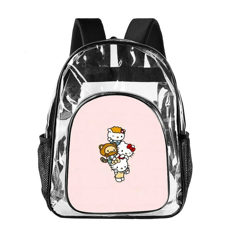 HelloKitty Clear Backpack Heavy Duty Transparent School Bookbag Large Capacity Anime Daypack Laptop Clear Bag with Mesh Side Pockets Walmart