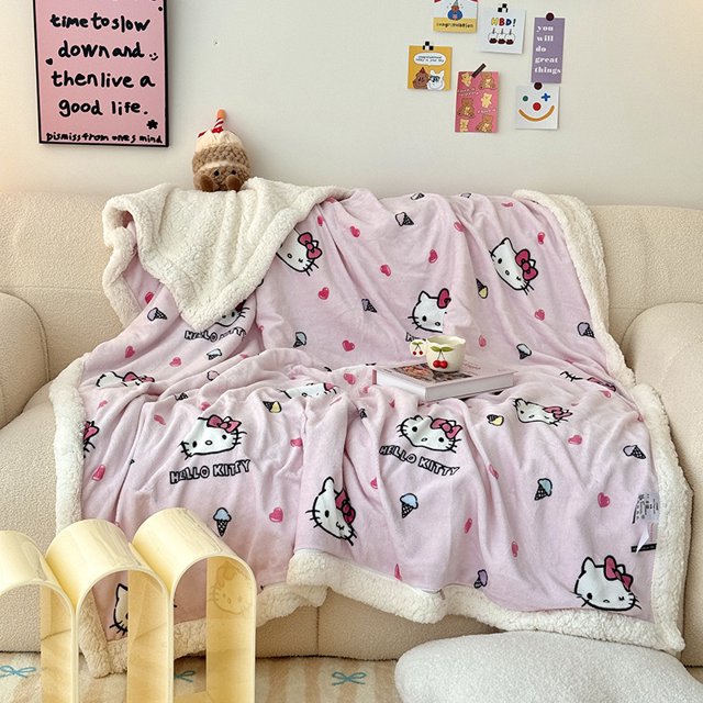 HelloKitty Lamb Fleece Blanket, Cartoon Children's Milk Fleece